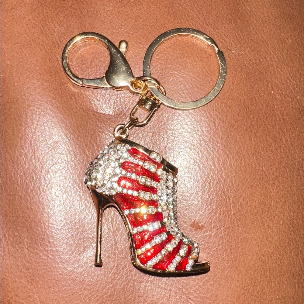 Red and Gold High Heel Keychain